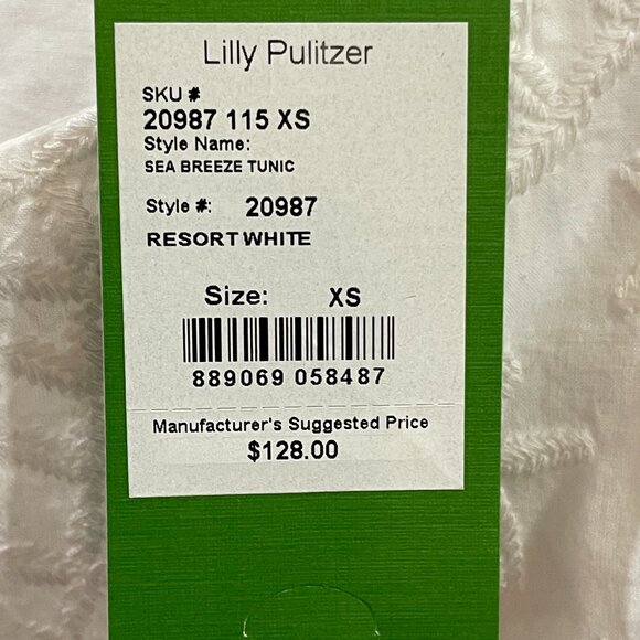 NWT $128 Lily Pulitzer Sea Breeze Tunic Resort White Embroidered Size XS - Picture 4 of 8